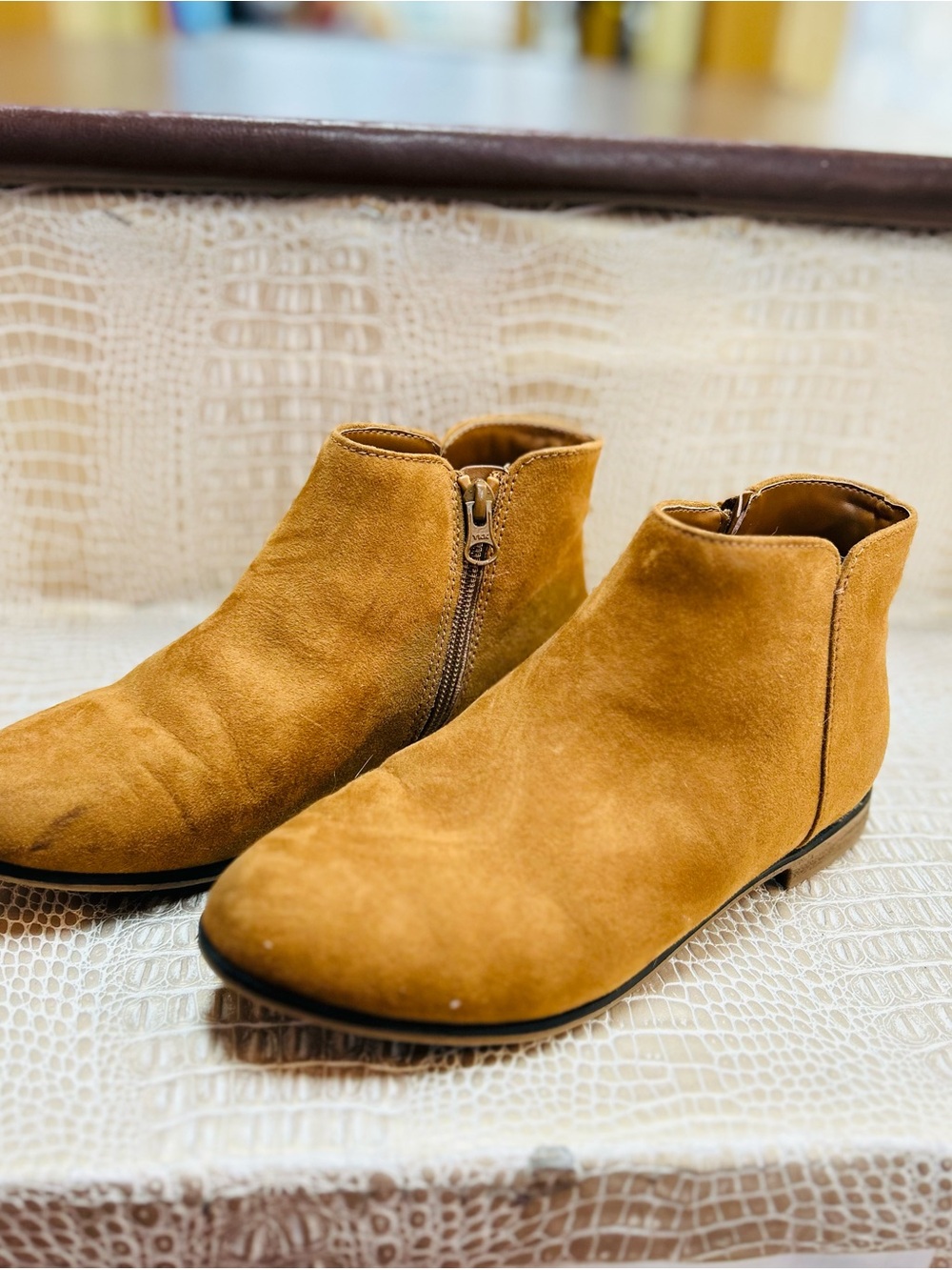 Cat & Jack Suede Ankle Booties in Camel Brown